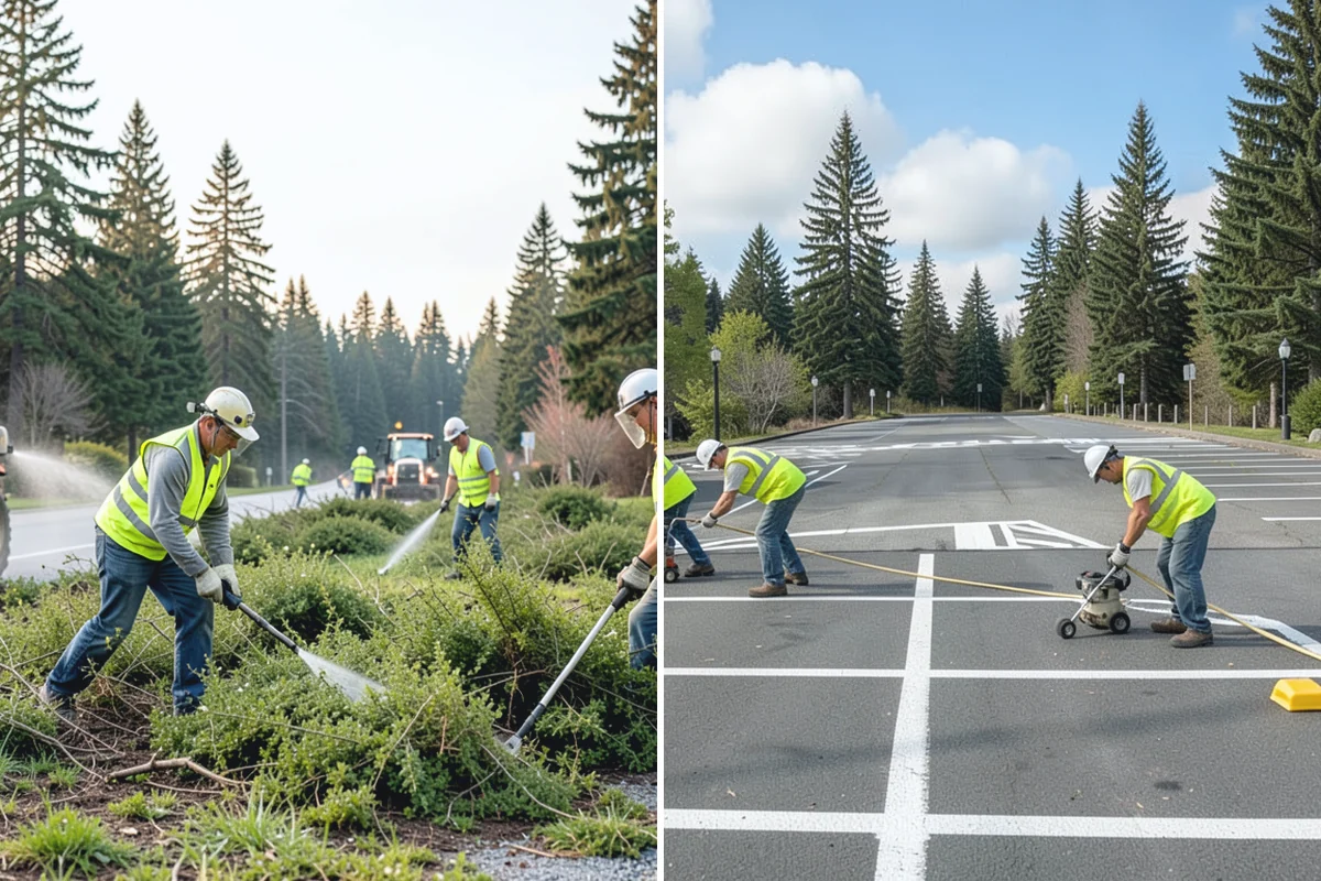 Parking Lot Snow Removal in Woodinville, King County, WA - Map lots, ADA stalls, and snow-storage areas with staff