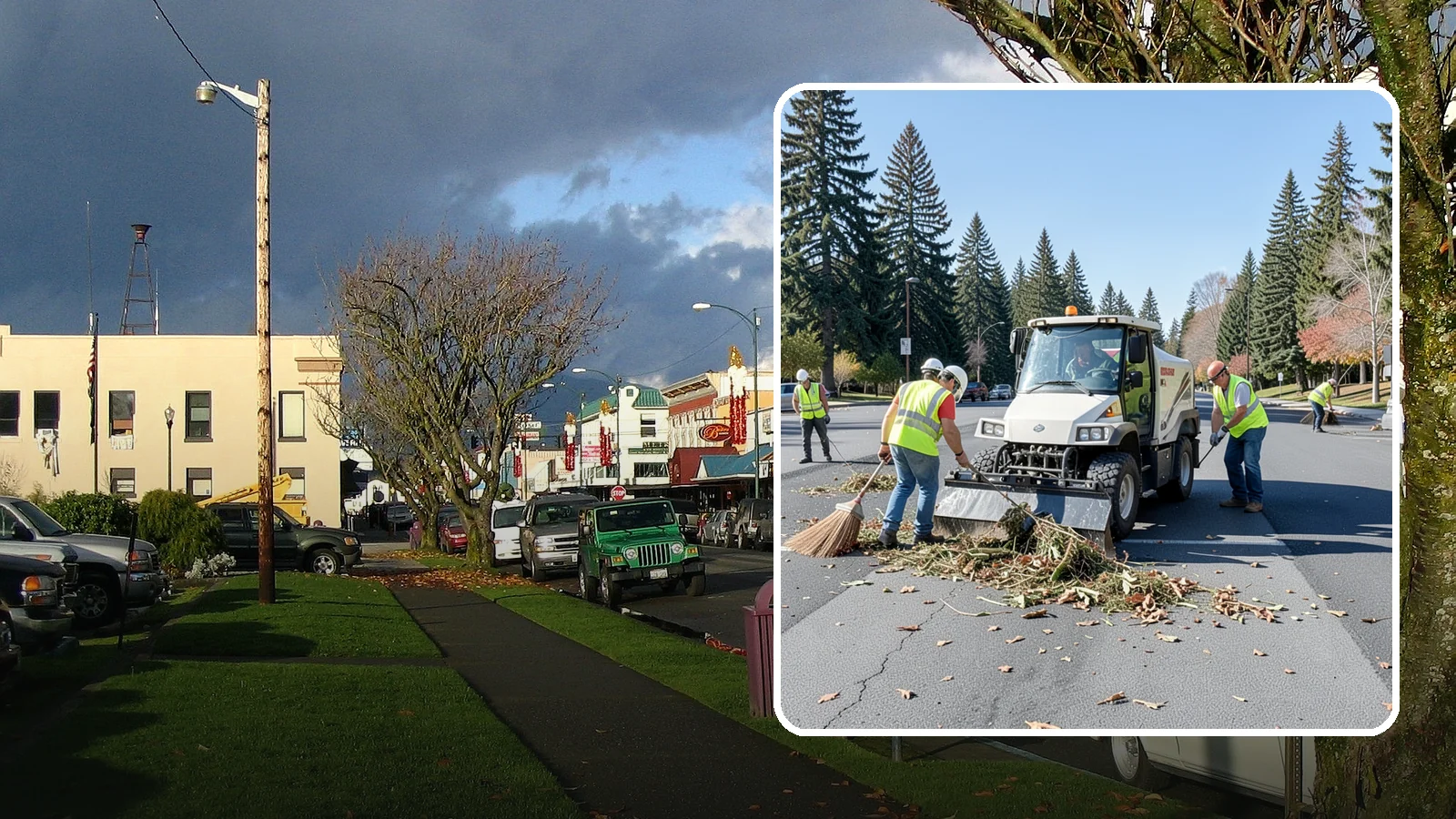 Parking Lot Sweeping in Arlington, Snohomish County, WA - Scheduled sweeping of municipal parking lots and structures to control litter and debris.
