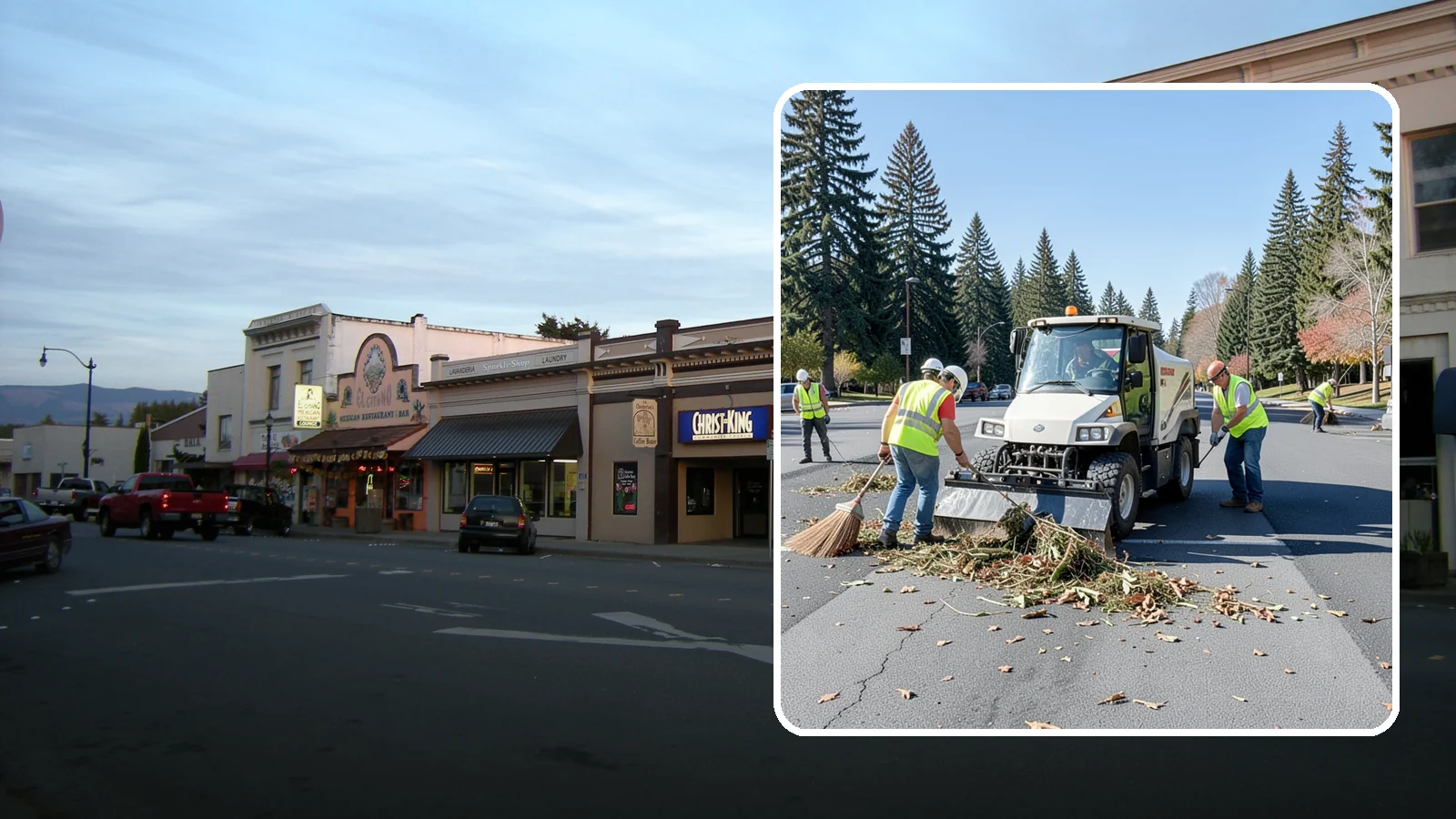 Parking Lot Sweeping in Burlington, Skagit County, WA - Scheduled sweeping of municipal parking lots and structures to control litter and debris.