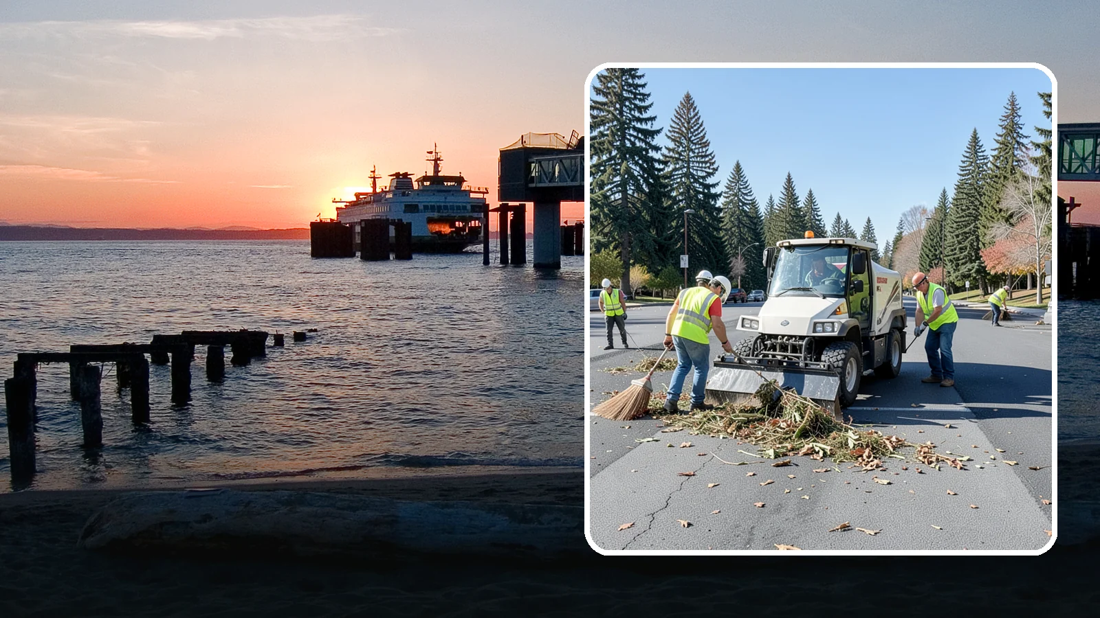 Parking Lot Sweeping in Edmonds, Snohomish County, WA - Scheduled sweeping of municipal parking lots and structures to control litter and debris.