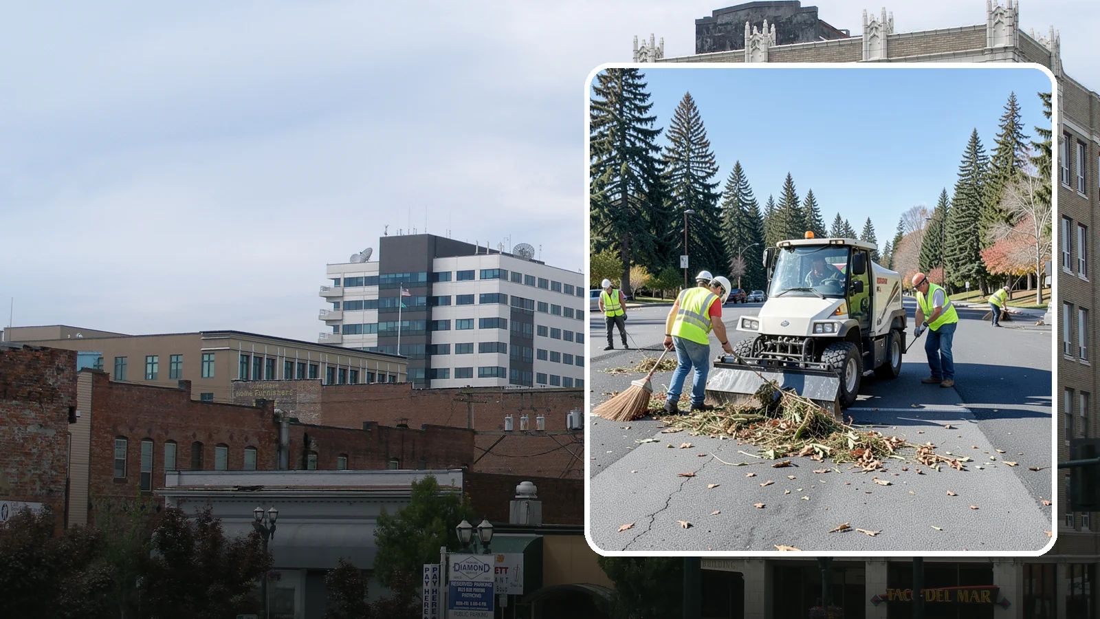 Parking Lot Sweeping in Everett, Snohomish County, WA - Scheduled sweeping of municipal parking lots and structures to control litter and debris.