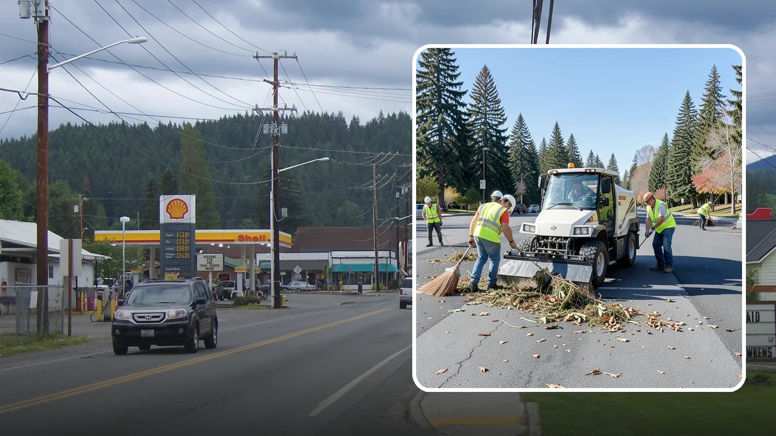 Parking Lot Sweeping in Granite Falls, Snohomish County, WA - Scheduled sweeping of municipal parking lots and structures to control litter and debris.
