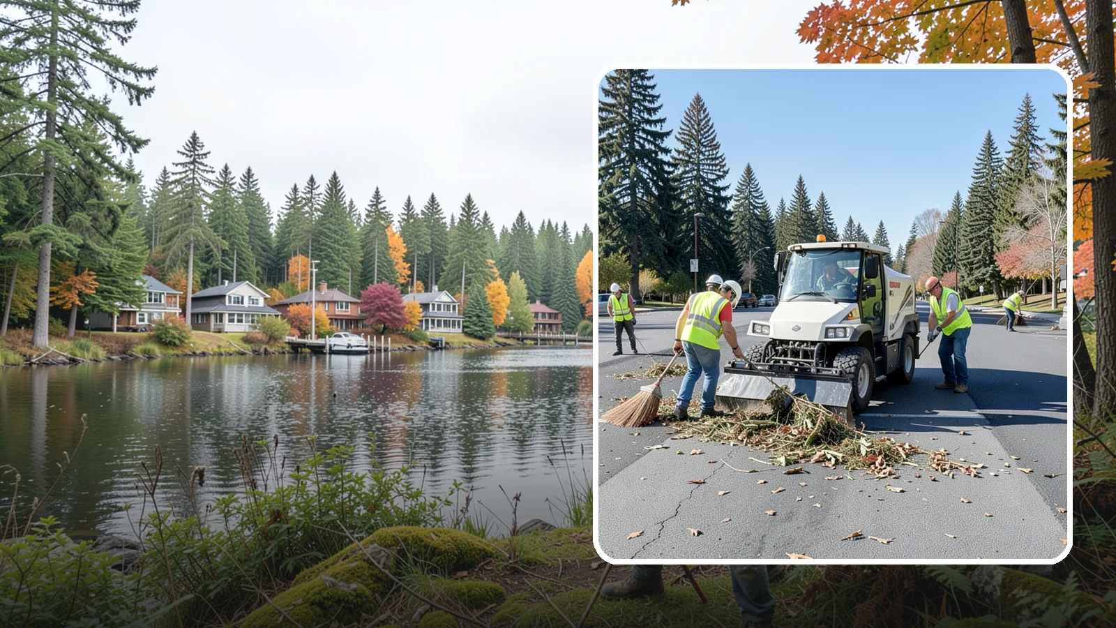 Parking Lot Sweeping in La Conner, Skagit County, WA - Scheduled sweeping of municipal parking lots and structures to control litter and debris.