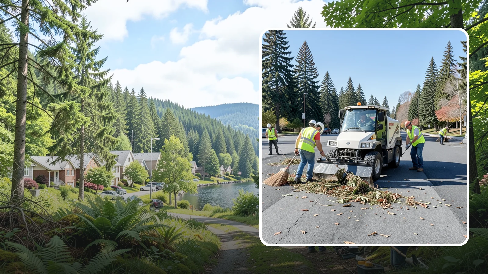 Parking Lot Sweeping in Lake Forest Park, King County, WA - Scheduled sweeping of municipal parking lots and structures to control litter and debris.