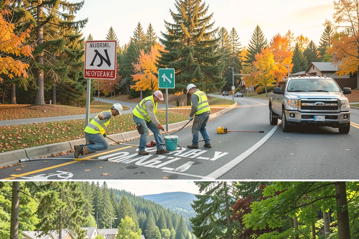 Parking Lot Sweeping in Lake Forest Park, King County, WA - Frequency rises in autumn as leaves collect and after events that draw heavy public turnout.