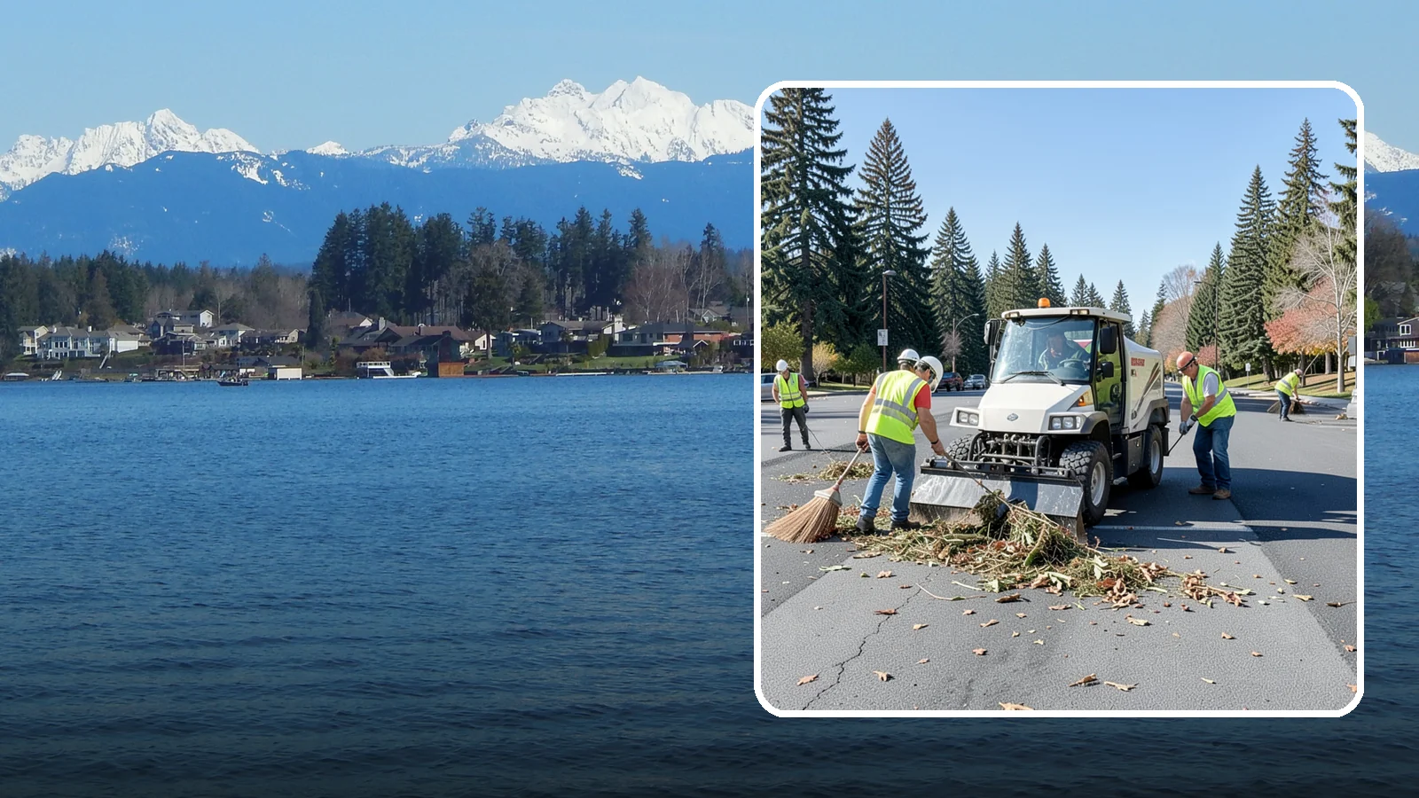 Parking Lot Sweeping in Lake Stevens, Snohomish County, WA - Scheduled sweeping of municipal parking lots and structures to control litter and debris.