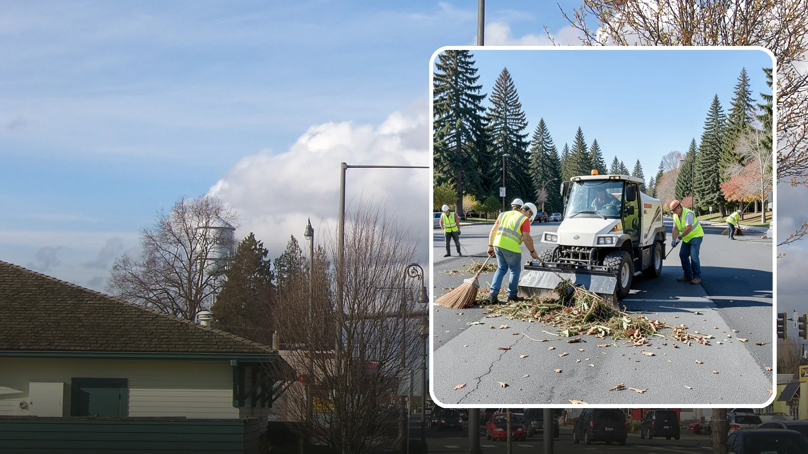 Parking Lot Sweeping in Marysville, Snohomish County, WA - Scheduled sweeping of municipal parking lots and structures to control litter and debris.