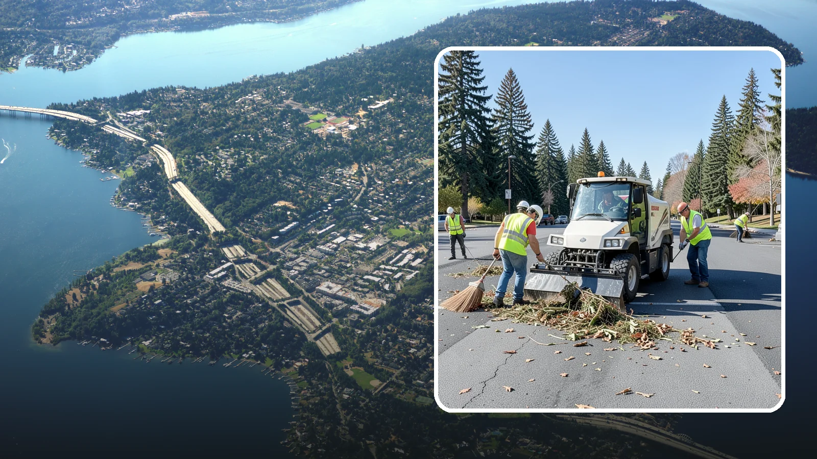 Parking Lot Sweeping in Mercer Island, King County, WA - Scheduled sweeping of municipal parking lots and structures to control litter and debris.