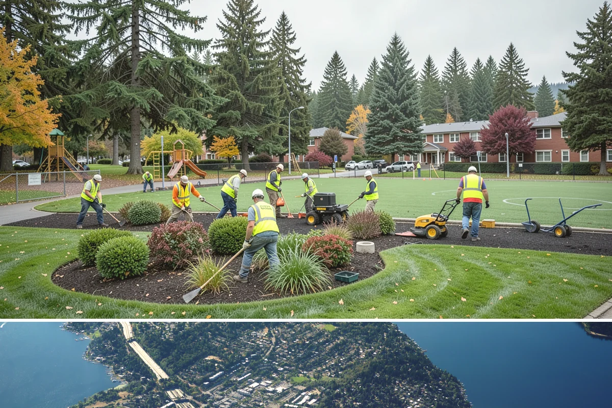 Parking Lot Sweeping in Mercer Island, King County, WA - Frequency rises in autumn as leaves collect and after events that draw heavy public turnout.