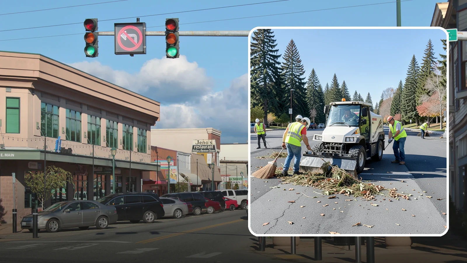 Parking Lot Sweeping in Monroe, Snohomish County, WA - Scheduled sweeping of municipal parking lots and structures to control litter and debris.
