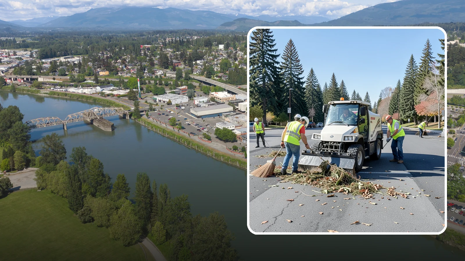 Parking Lot Sweeping in Mount Vernon, Skagit County, WA - Scheduled sweeping of municipal parking lots and structures to control litter and debris.