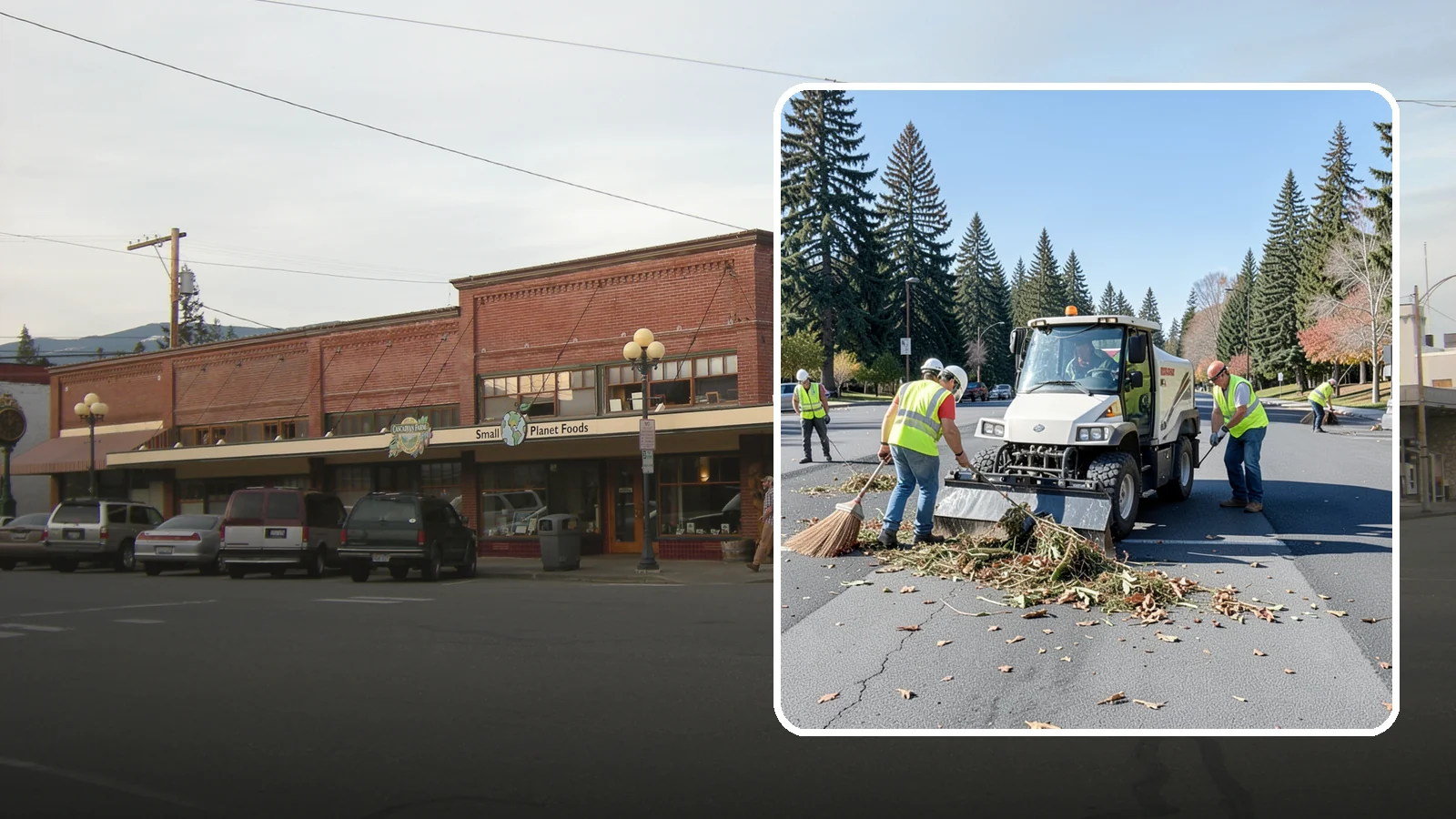 Parking Lot Sweeping in Sedro-Woolley, Skagit County, WA - Scheduled sweeping of municipal parking lots and structures to control litter and debris.