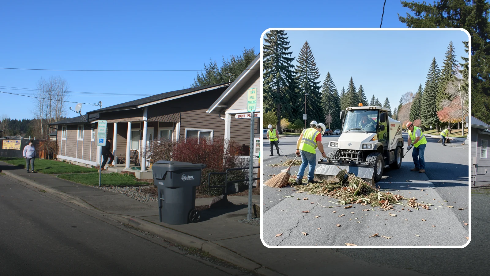 Parking Lot Sweeping in South Prairie, Pierce County, WA - Scheduled sweeping of municipal parking lots and structures to control litter and debris.
