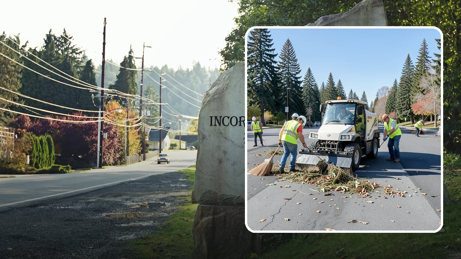 Parking Lot Sweeping in Wilkeson, Pierce County, WA - Scheduled sweeping of municipal parking lots and structures to control litter and debris.