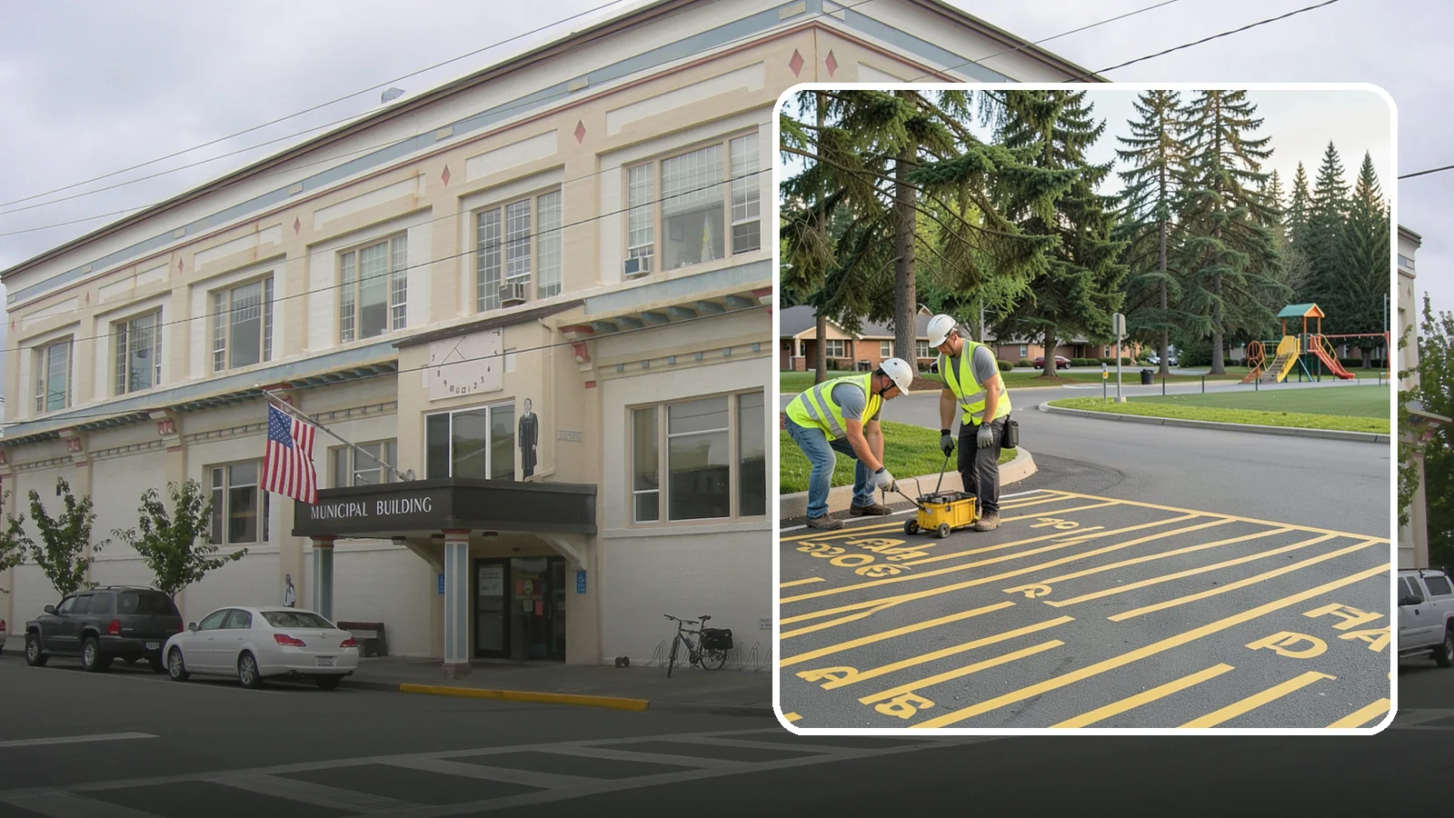 Parking Stall Numbering in Anacortes, Skagit County, WA - Layout and marking of numbered and designated parking stalls, including ADA-compliant accessible spaces.