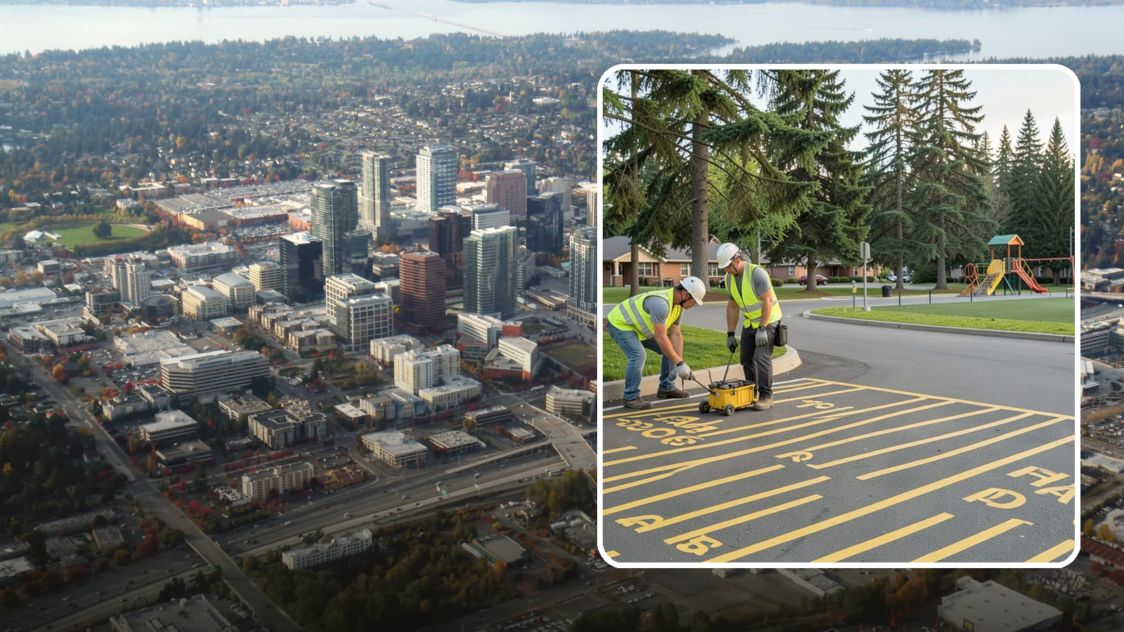 Parking Stall Numbering in Bellevue, King County, WA - Layout and marking of numbered and designated parking stalls, including ADA-compliant accessible spaces.