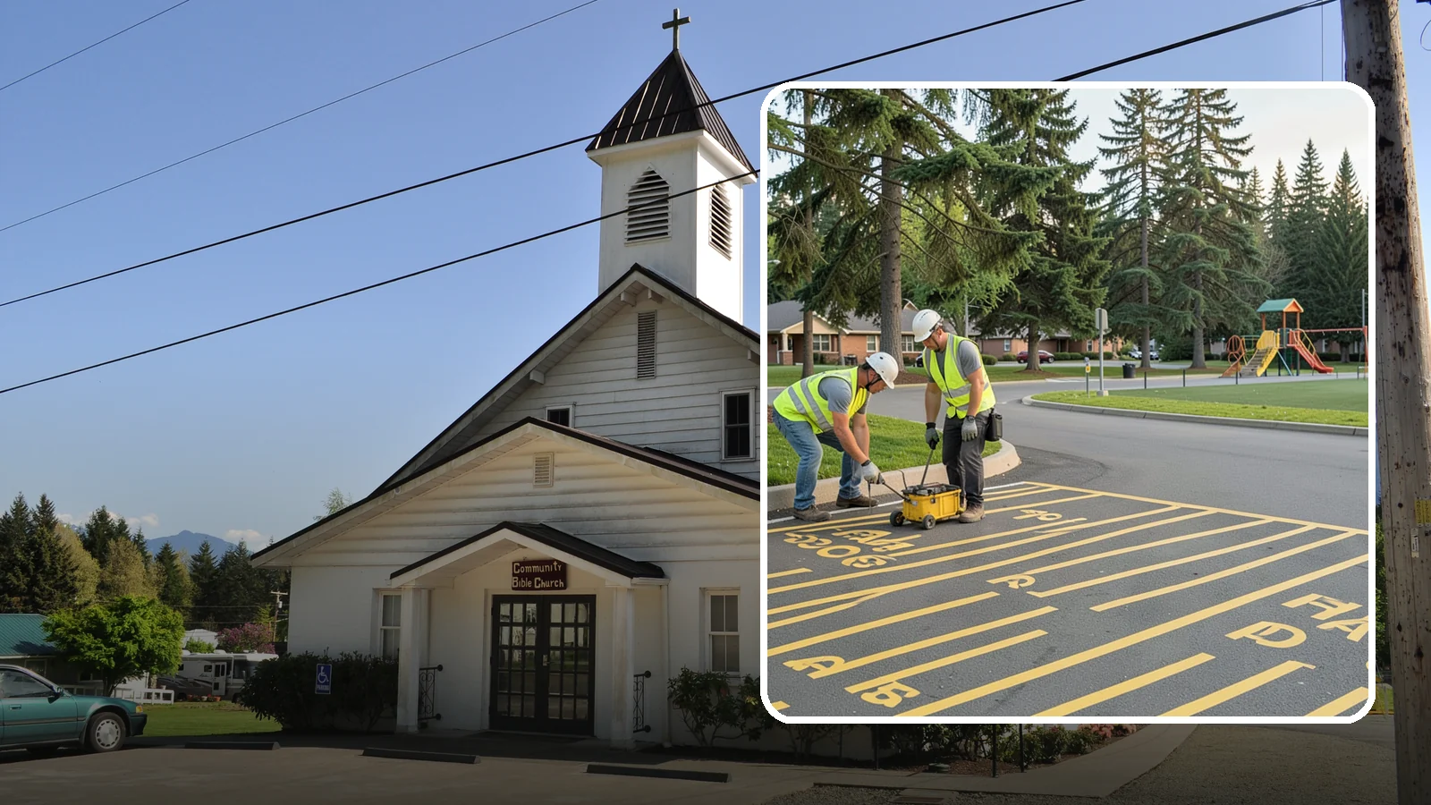 Parking Stall Numbering in Concrete, Skagit County, WA - Layout and marking of numbered and designated parking stalls, including ADA-compliant accessible spaces.