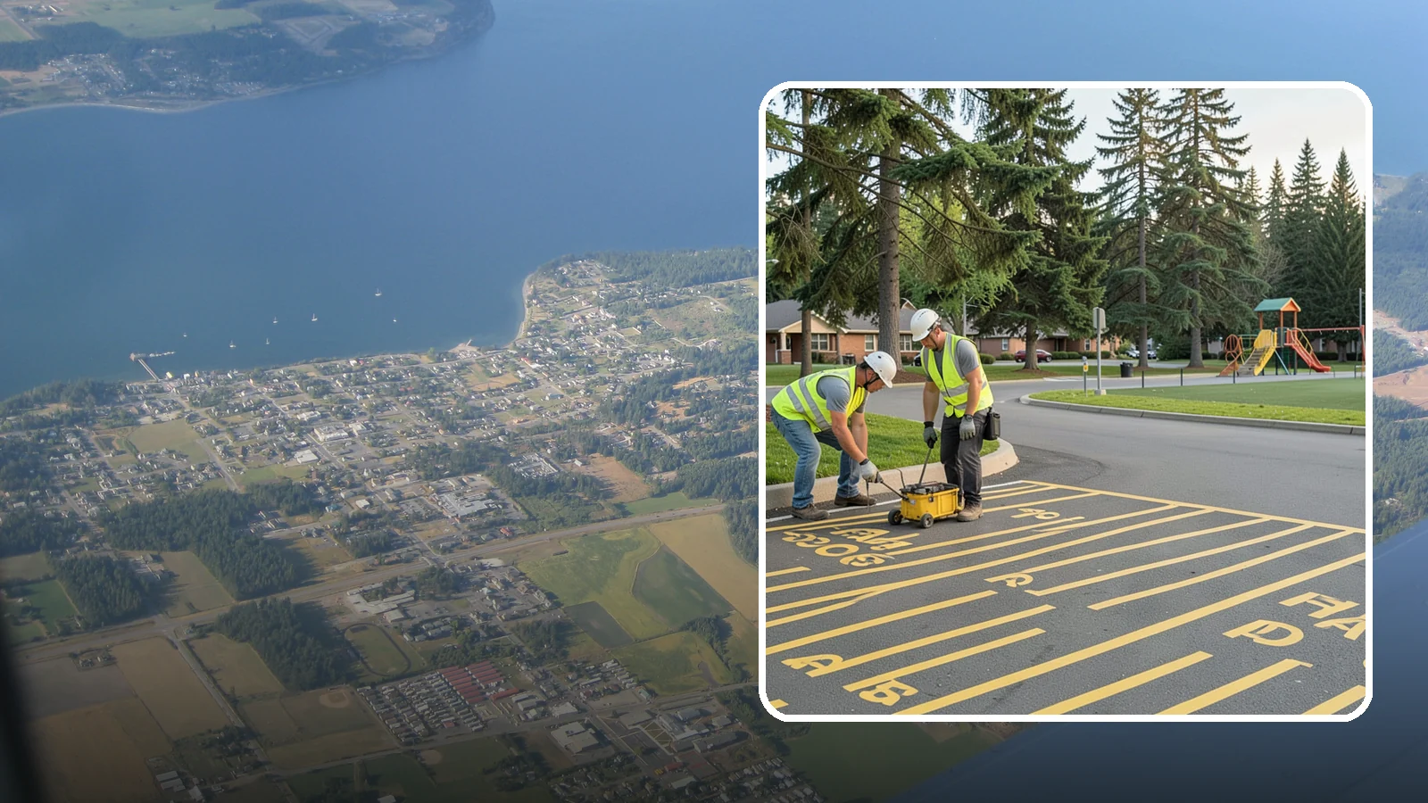 Parking Stall Numbering in Coupeville, Island County, WA - Layout and marking of numbered and designated parking stalls, including ADA-compliant accessible spaces.