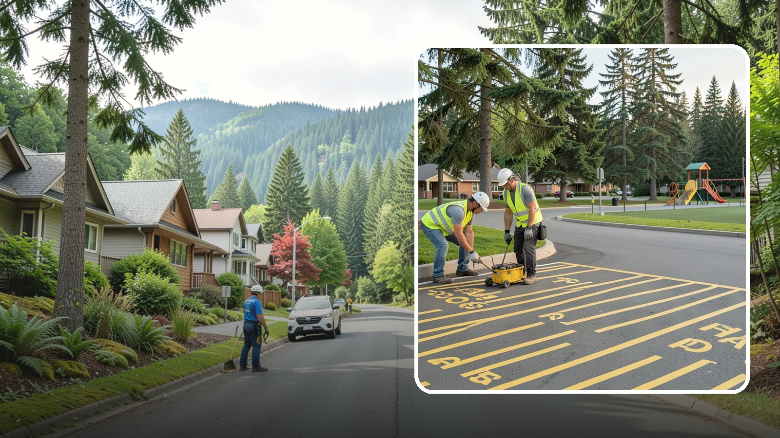 Parking Stall Numbering in Darrington, Snohomish County, WA - Layout and marking of numbered and designated parking stalls, including ADA-compliant accessible spaces.