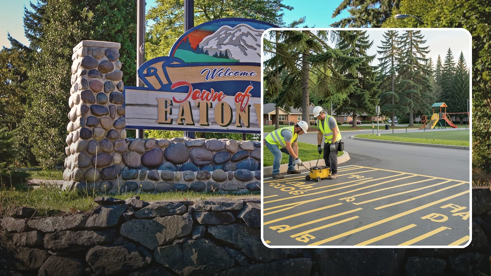 Parking Stall Numbering in Eatonville, Pierce County, WA - Layout and marking of numbered and designated parking stalls, including ADA-compliant accessible spaces.