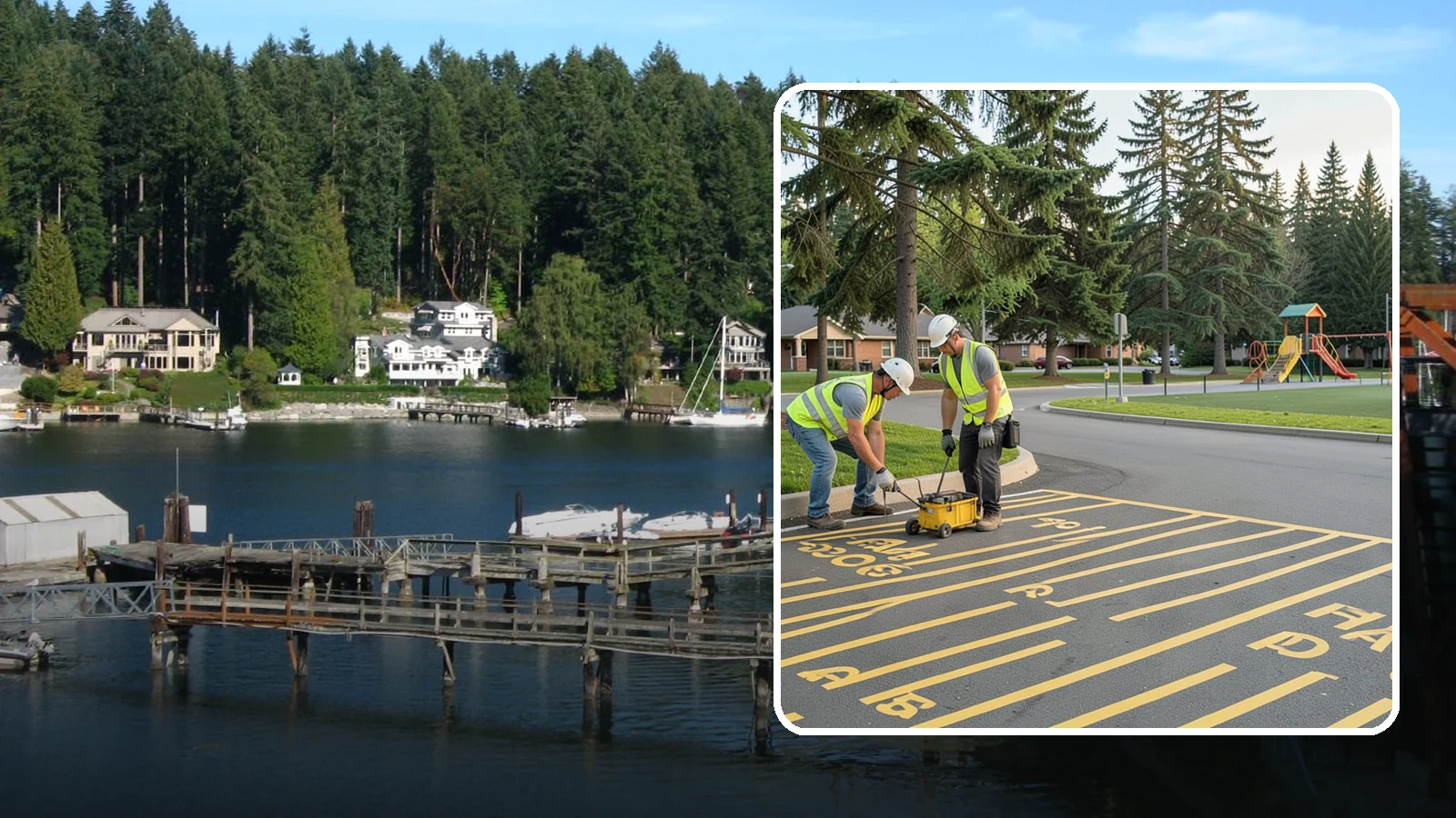 Parking Stall Numbering in Gig Harbor, Pierce County, WA - Layout and marking of numbered and designated parking stalls, including ADA-compliant accessible spaces.