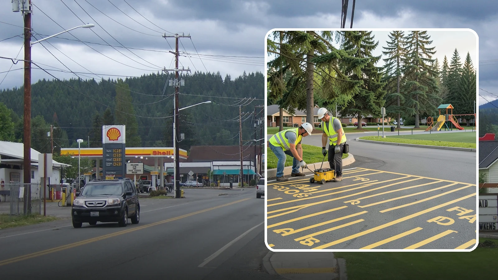 Parking Stall Numbering in Granite Falls, Snohomish County, WA - Layout and marking of numbered and designated parking stalls, including ADA-compliant accessible spaces.