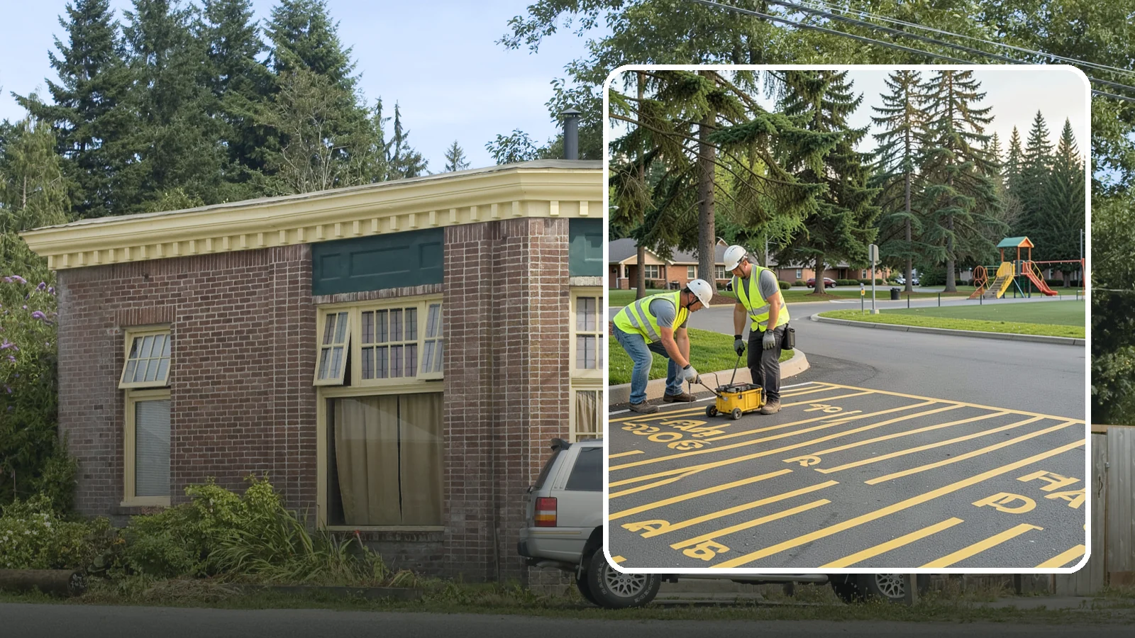Parking Stall Numbering in Hamilton, Skagit County, WA - Layout and marking of numbered and designated parking stalls, including ADA-compliant accessible spaces.