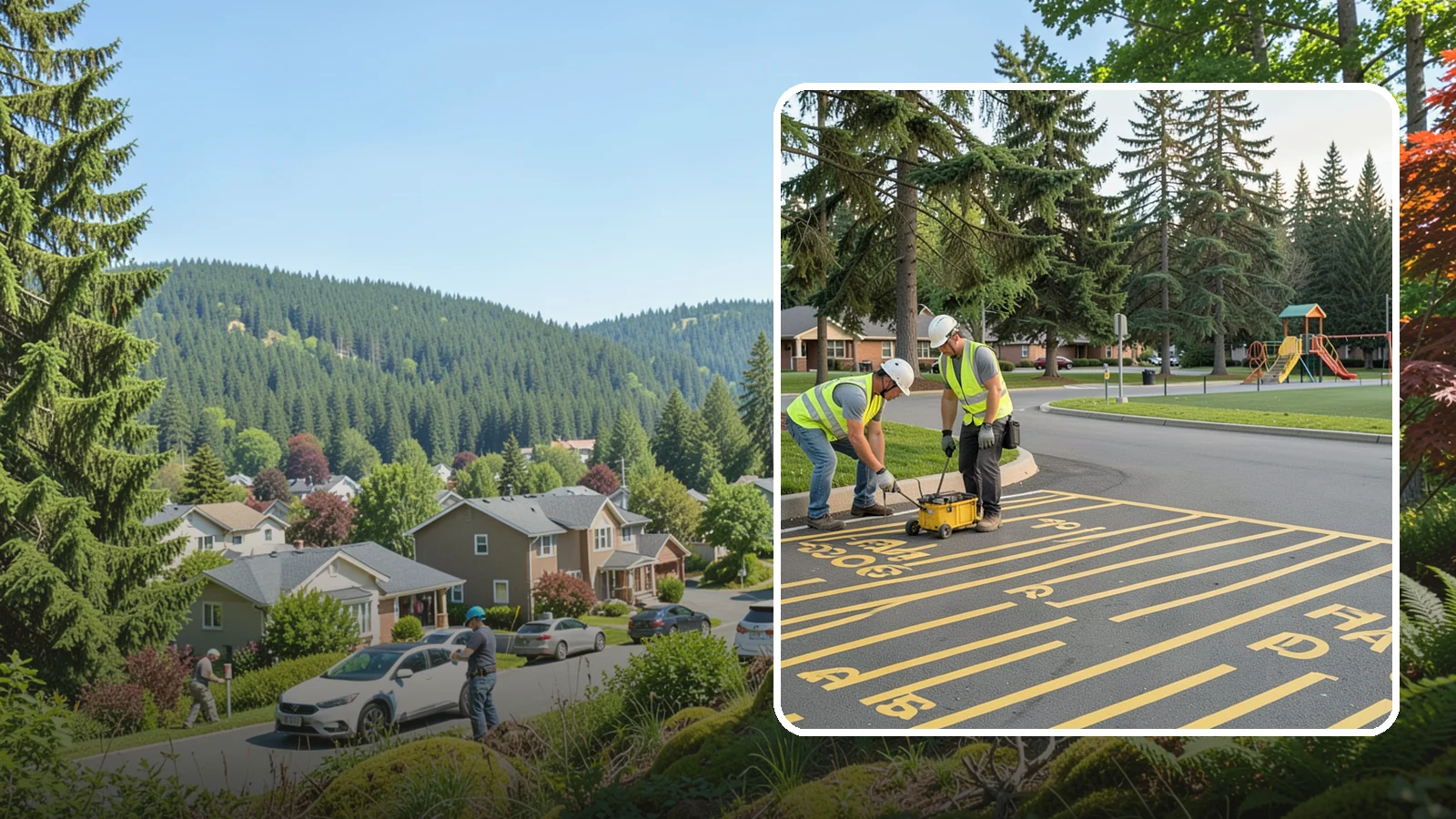 Parking Stall Numbering in Index, Snohomish County, WA - Layout and marking of numbered and designated parking stalls, including ADA-compliant accessible spaces.