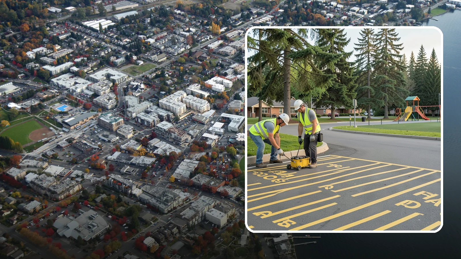 Parking Stall Numbering in Kirkland, King County, WA - Layout and marking of numbered and designated parking stalls, including ADA-compliant accessible spaces.