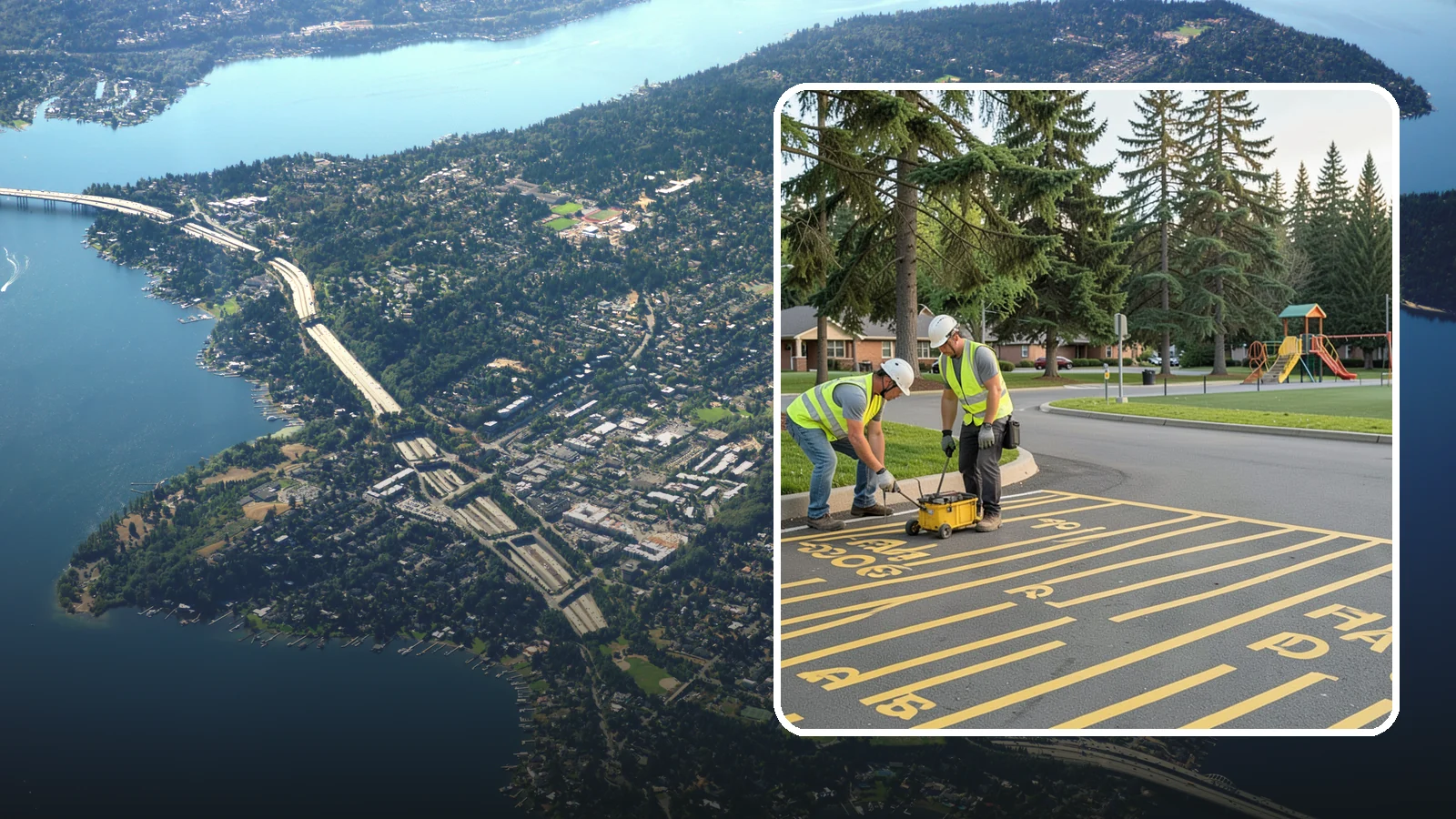 Parking Stall Numbering in Mercer Island, King County, WA - Layout and marking of numbered and designated parking stalls, including ADA-compliant accessible spaces.