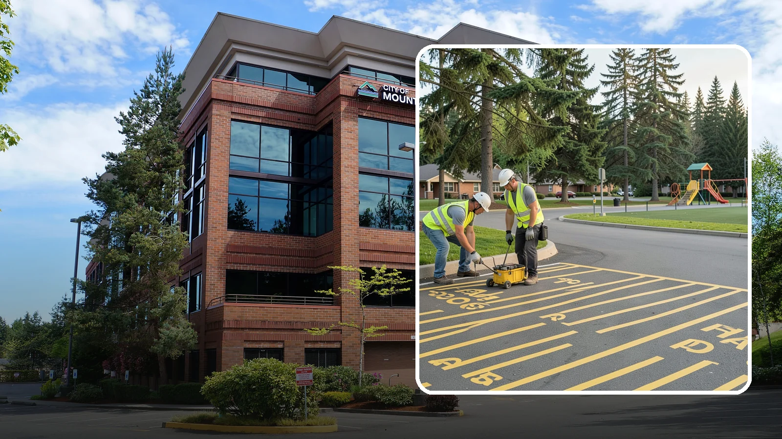 Parking Stall Numbering in Mountlake Terrace, Snohomish County, WA - Layout and marking of numbered and designated parking stalls, including ADA-compliant accessible spaces.