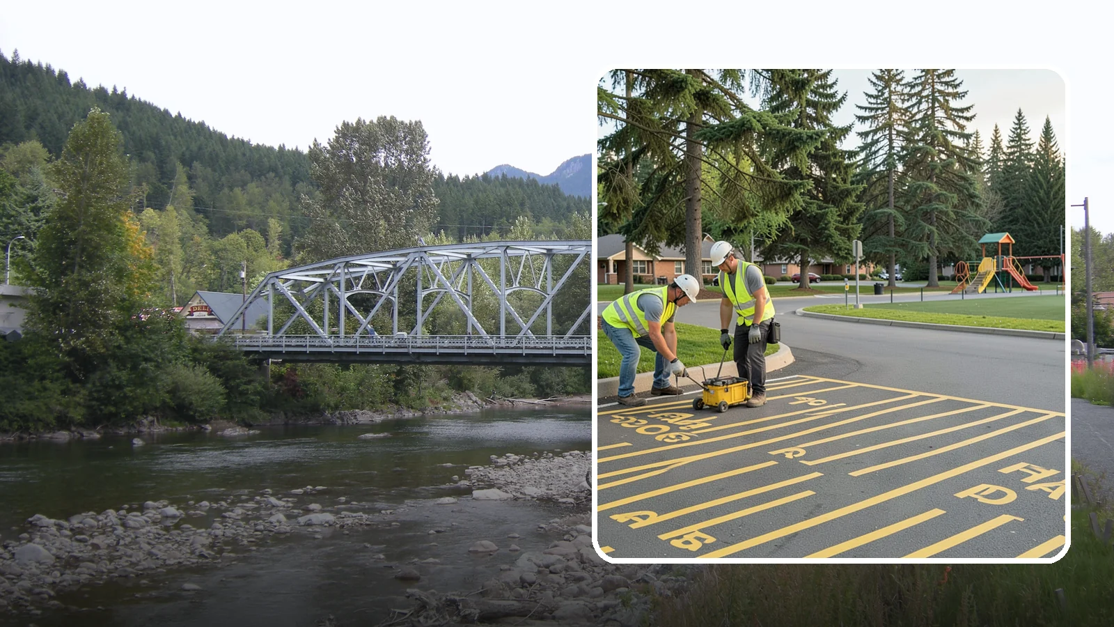 Parking Stall Numbering in Skykomish, King County, WA - Layout and marking of numbered and designated parking stalls, including ADA-compliant accessible spaces.