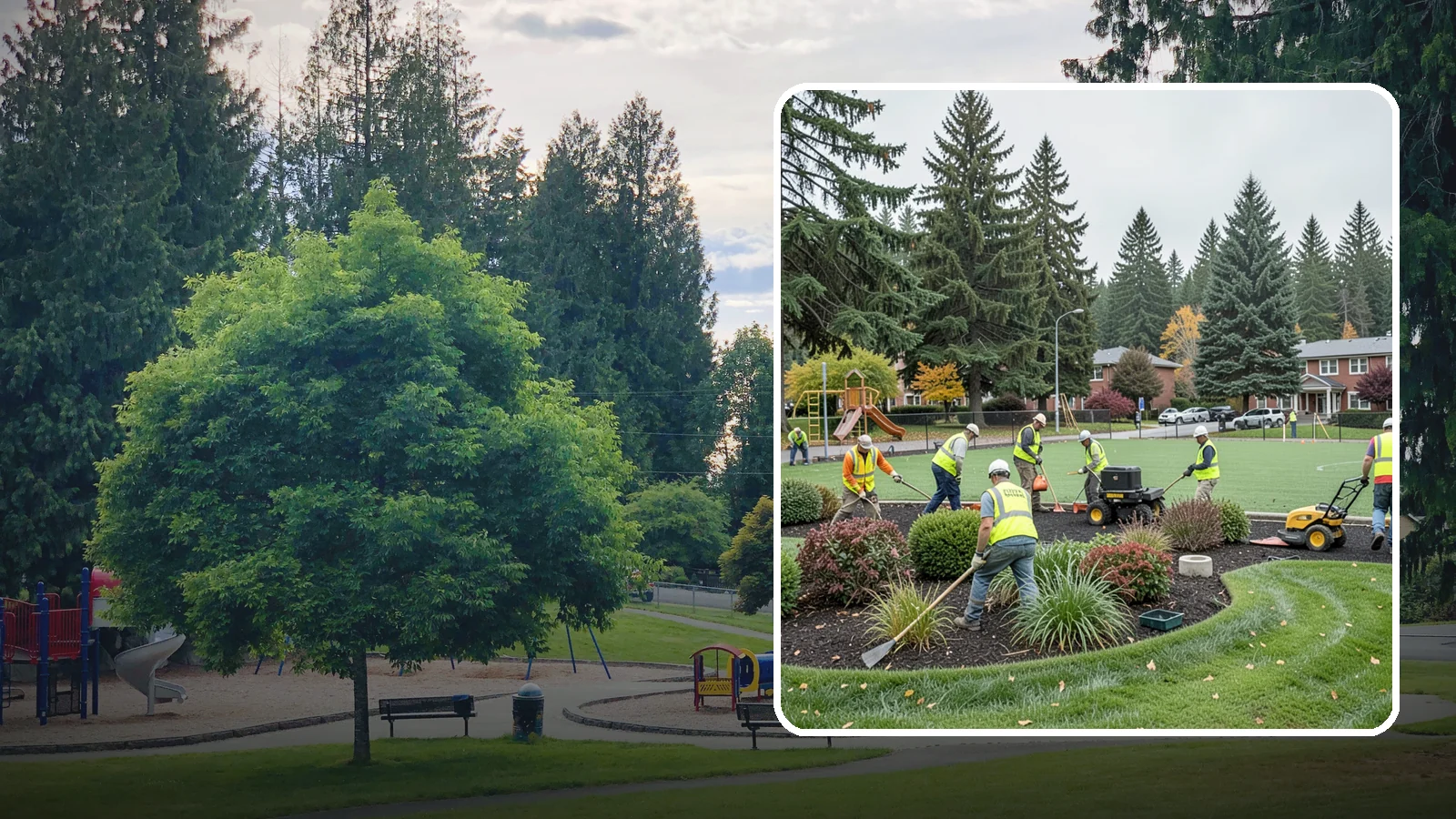 Parks Department Grounds Maintenance in Bonney Lake, Pierce County, WA - Contract grounds maintenance supporting Western Washington parks departments across neighborhood parks and regional greenspaces.