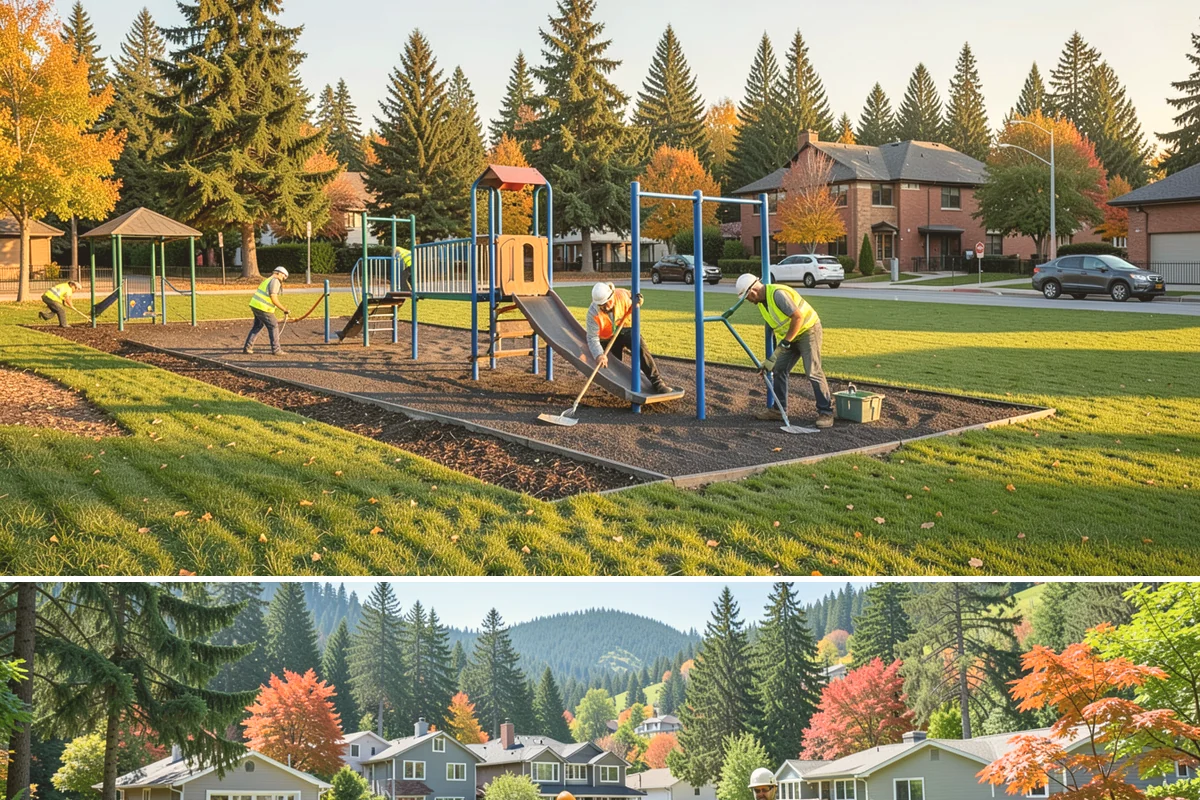 Parks Department Grounds Maintenance in Fircrest, Pierce County, WA - Peak demand spans Memorial Day through Labor Day when park usage and mowing frequency are highest.