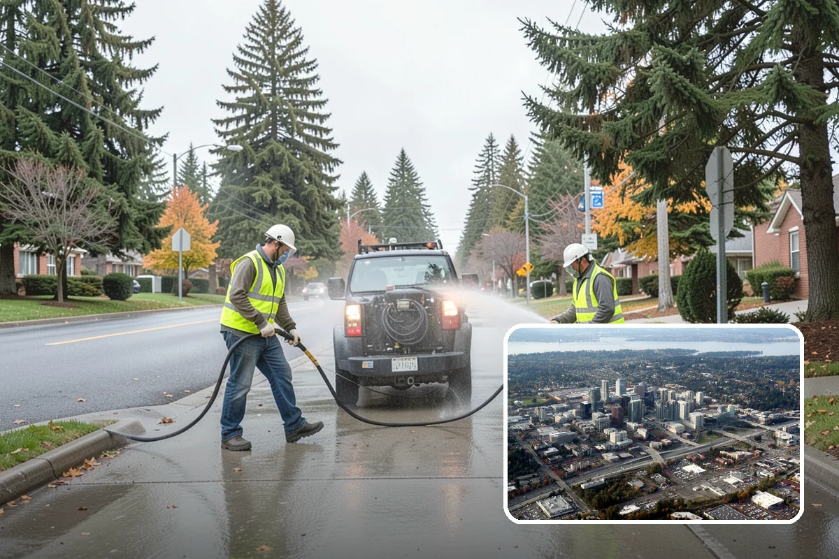 Pavement Legend Marking in Bellevue, King County, WA - Reinforces lane use and regulations at the pavement level
