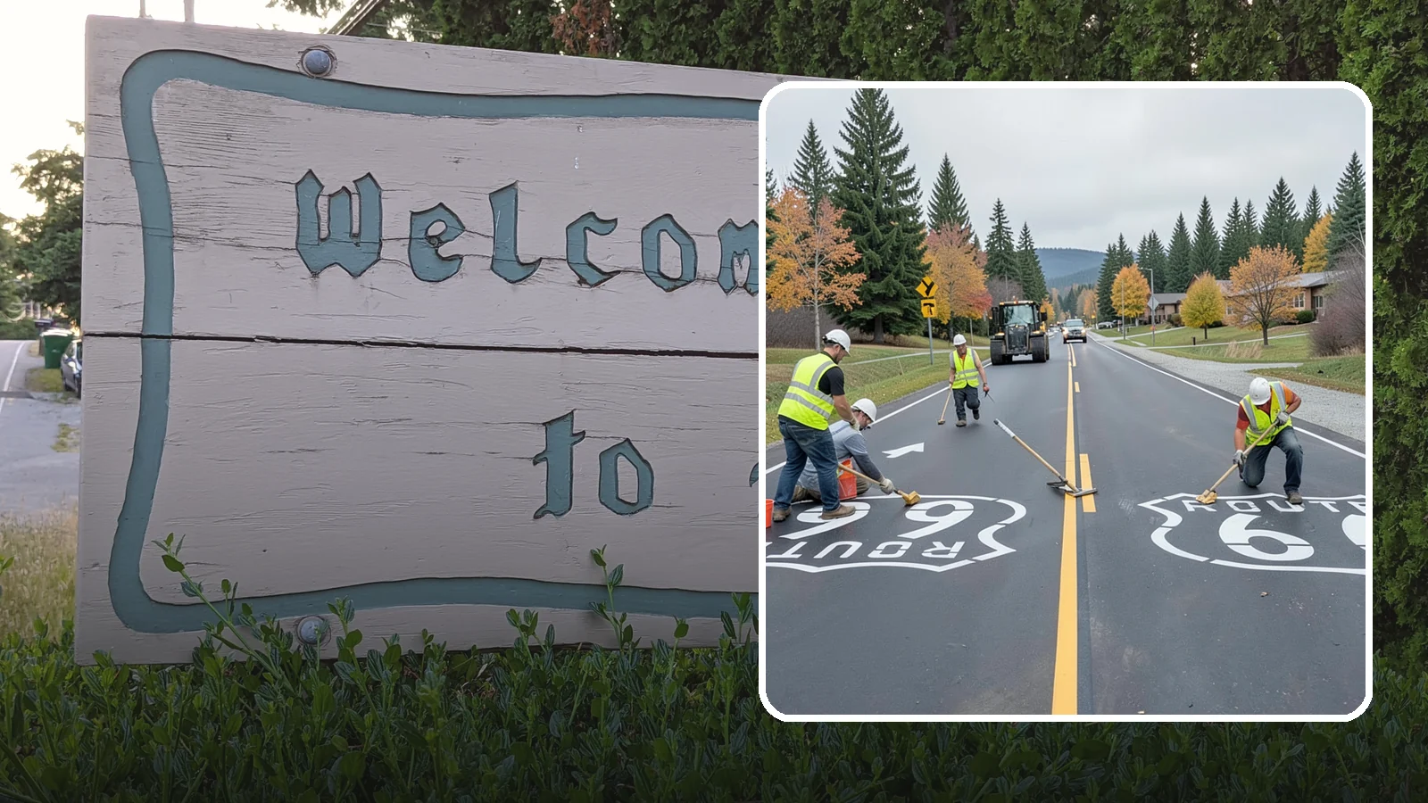 Pavement Legend Marking in Brier, Snohomish County, WA - Layout and application of pavement legends, arrows, and symbols to guide traffic and reinforce roadway regulations.