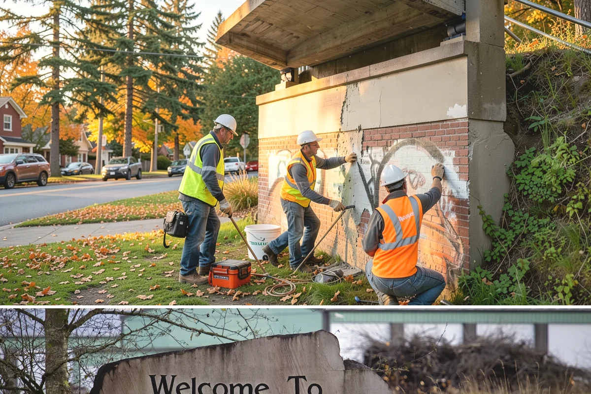 Pavement Legend Marking in Buckley, Pierce County, WA - Legend application follows the same warm, dry seasonal window as other markings, concentrated from late spring into early fall.