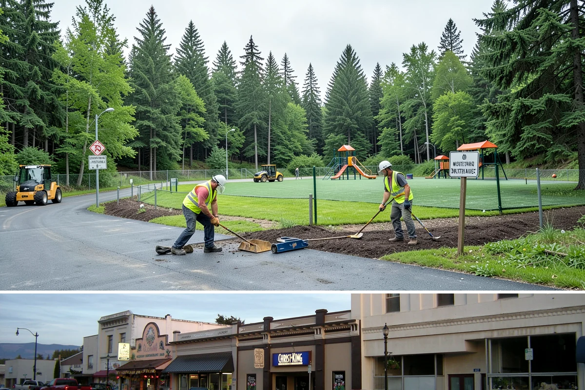Pavement Legend Marking in Burlington, Skagit County, WA - Legend application follows the same warm, dry seasonal window as other markings, concentrated from late spring into early fall.