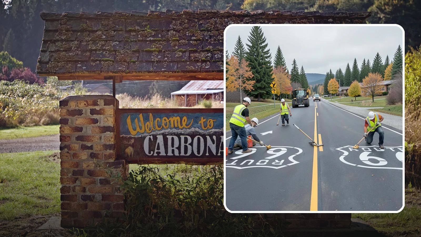 Pavement Legend Marking in Carbonado, Pierce County, WA - Layout and application of pavement legends, arrows, and symbols to guide traffic and reinforce roadway regulations.