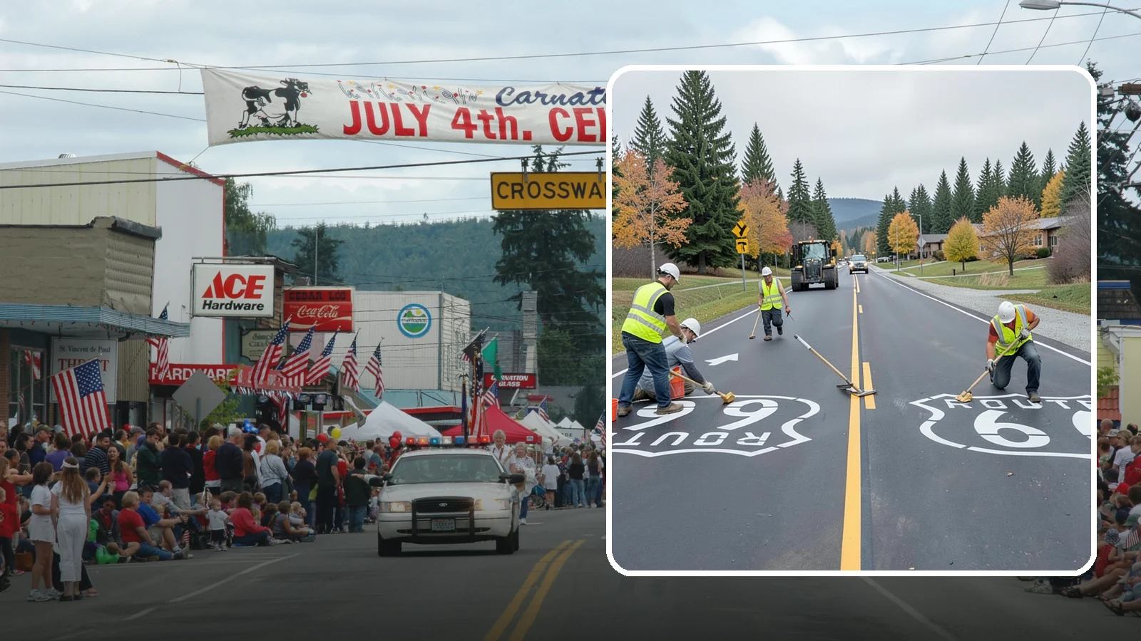 Pavement Legend Marking in Carnation, King County, WA - Layout and application of pavement legends, arrows, and symbols to guide traffic and reinforce roadway regulations.