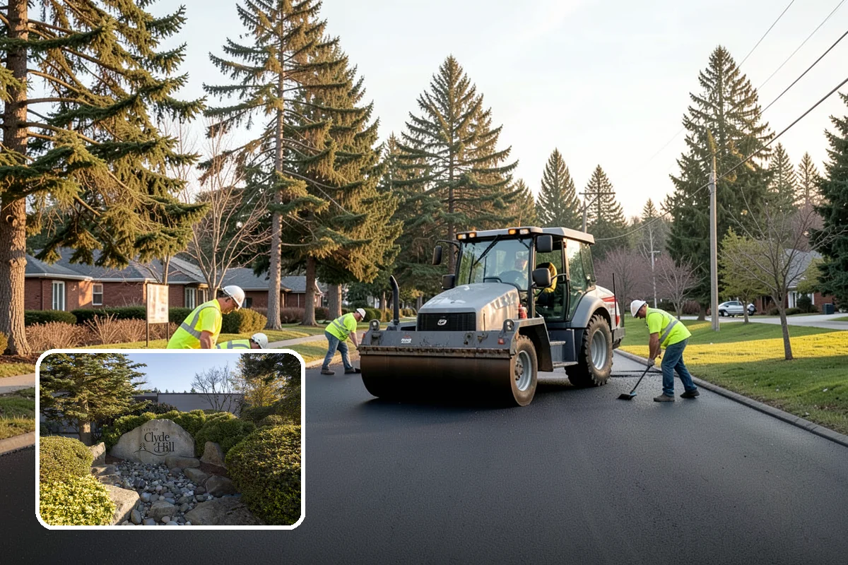 Pavement Legend Marking in Clyde Hill, King County, WA - Reinforces lane use and regulations at the pavement level