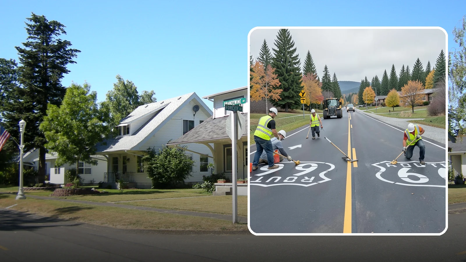 Pavement Legend Marking in DuPont, Pierce County, WA - Layout and application of pavement legends, arrows, and symbols to guide traffic and reinforce roadway regulations.