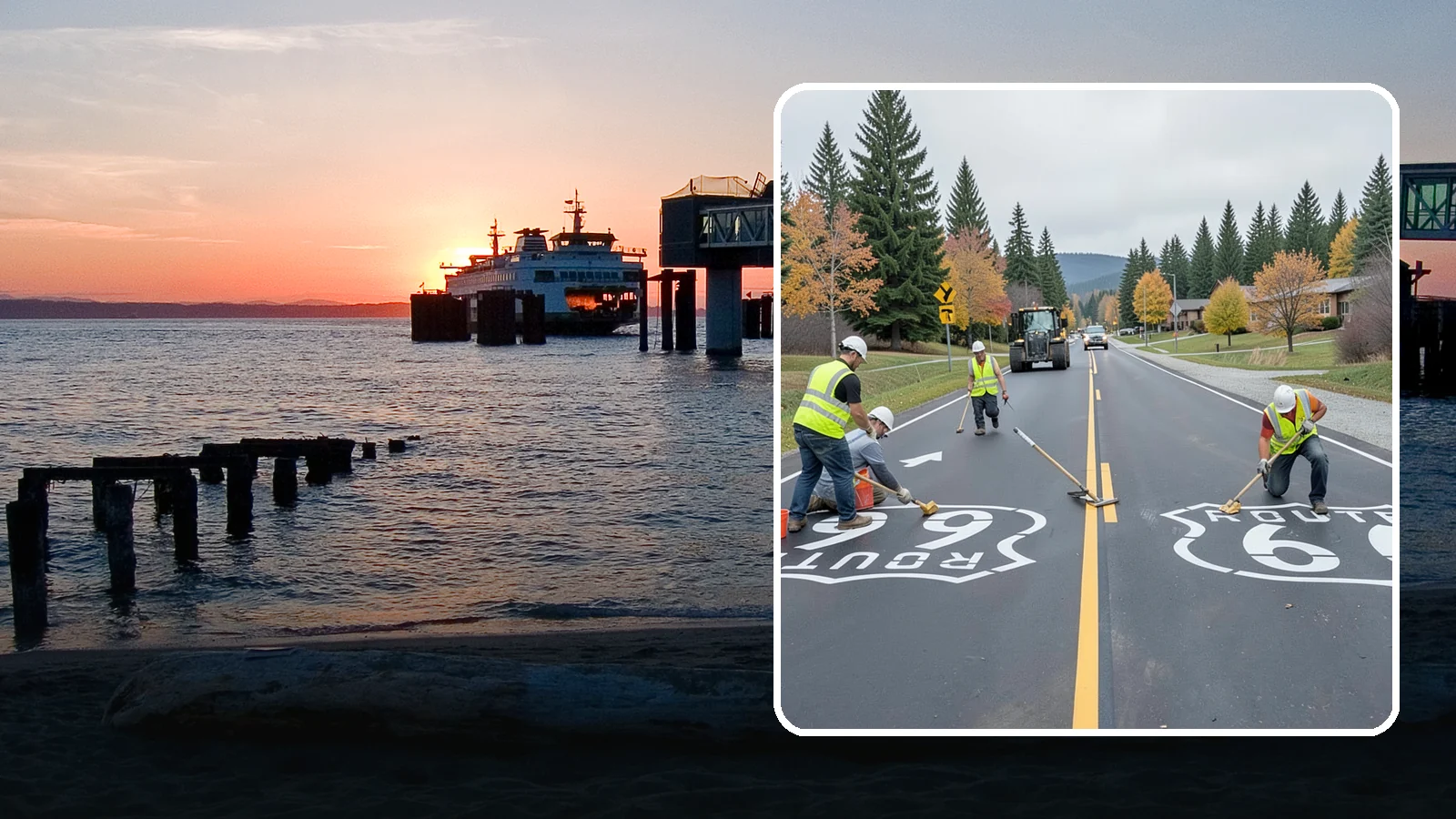 Pavement Legend Marking in Edmonds, Snohomish County, WA - Layout and application of pavement legends, arrows, and symbols to guide traffic and reinforce roadway regulations.