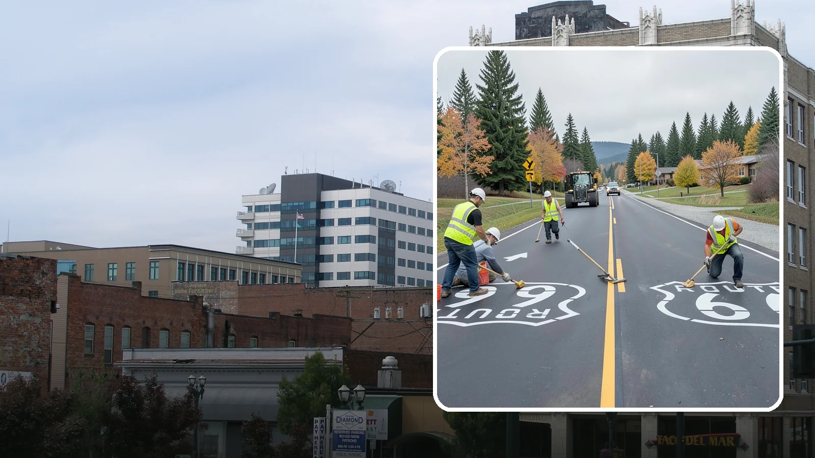 Pavement Legend Marking in Everett, Snohomish County, WA - Layout and application of pavement legends, arrows, and symbols to guide traffic and reinforce roadway regulations.