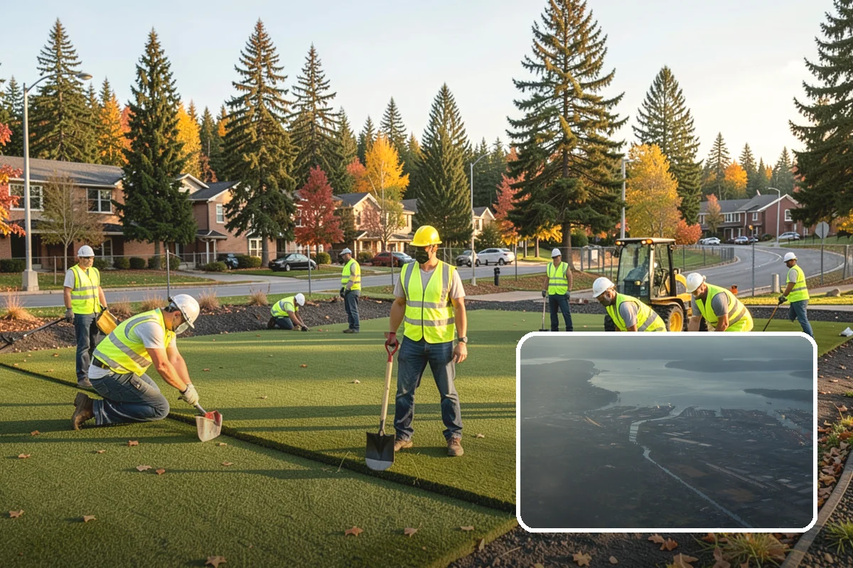 Pavement Legend Marking in Fife, Pierce County, WA - Reinforces lane use and regulations at the pavement level