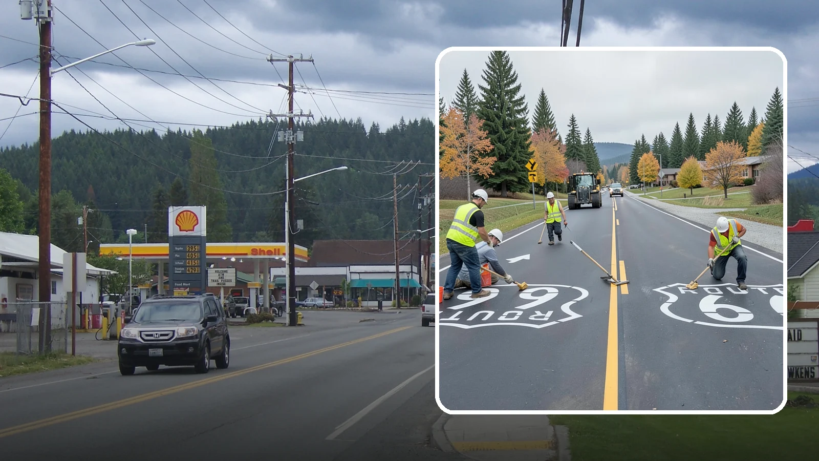 Pavement Legend Marking in Granite Falls, Snohomish County, WA - Layout and application of pavement legends, arrows, and symbols to guide traffic and reinforce roadway regulations.