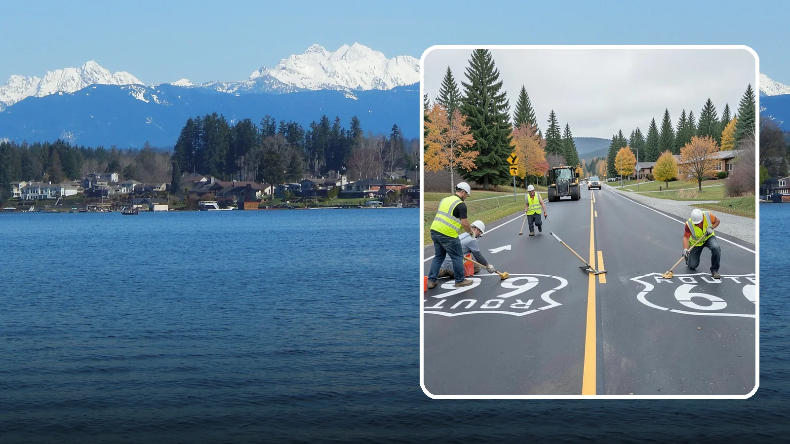 Pavement Legend Marking in Lake Stevens, Snohomish County, WA - Layout and application of pavement legends, arrows, and symbols to guide traffic and reinforce roadway regulations.