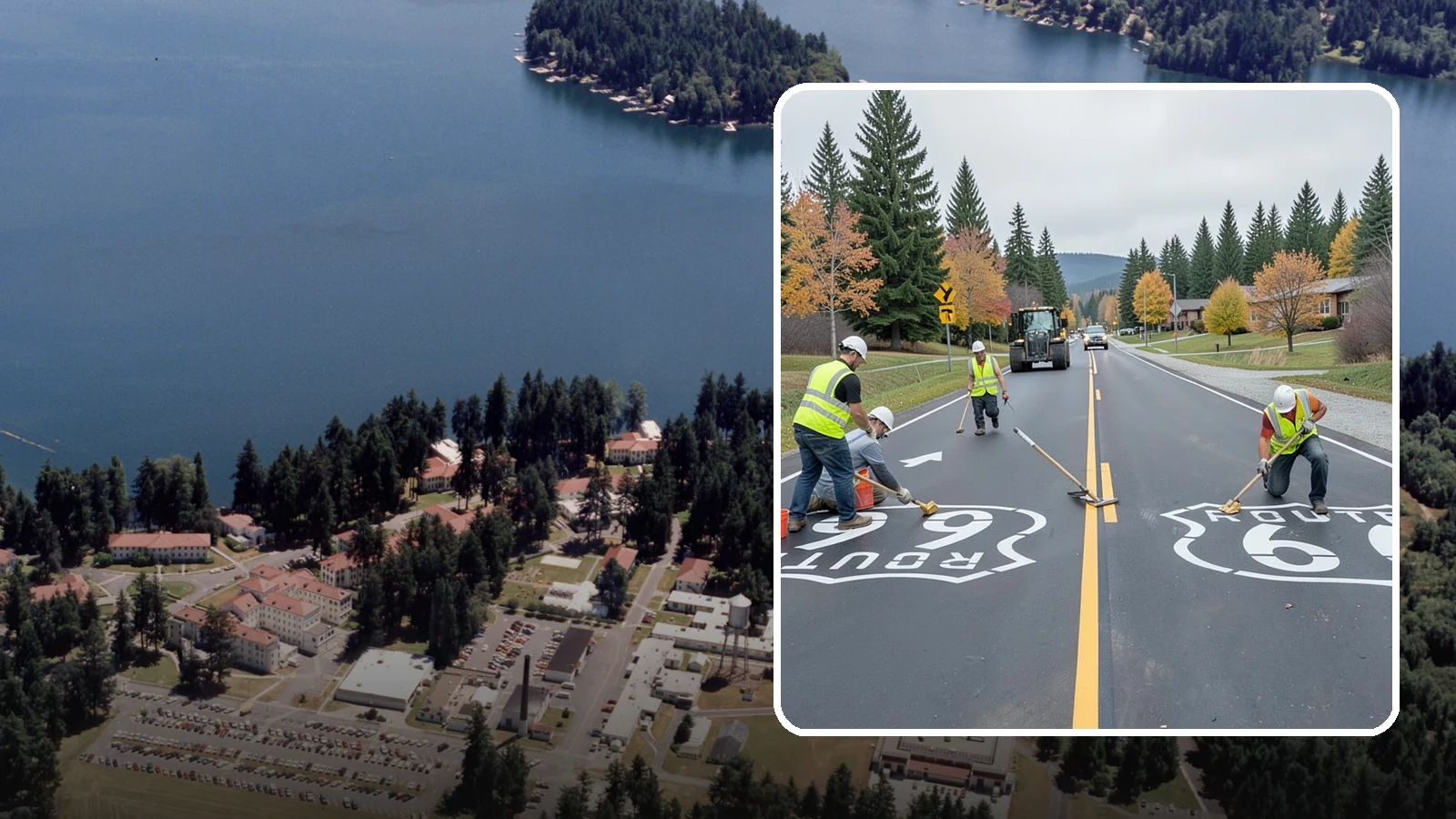 Pavement Legend Marking in Lakewood, Pierce County, WA - Layout and application of pavement legends, arrows, and symbols to guide traffic and reinforce roadway regulations.