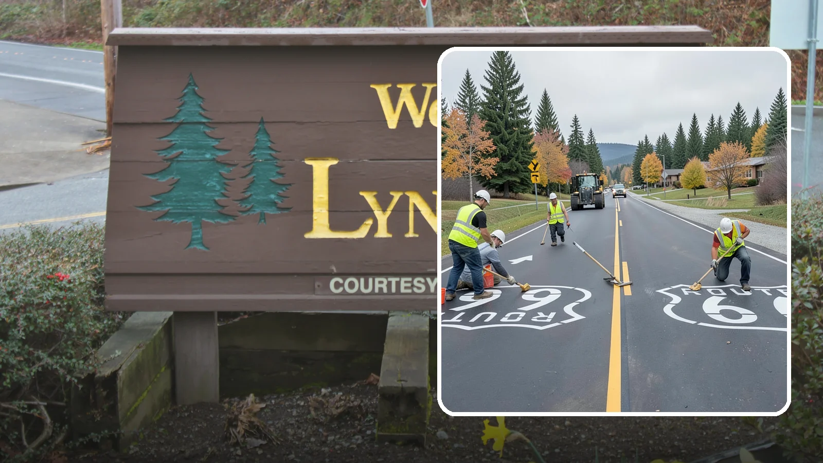 Pavement Legend Marking in Lynnwood, Snohomish County, WA - Layout and application of pavement legends, arrows, and symbols to guide traffic and reinforce roadway regulations.