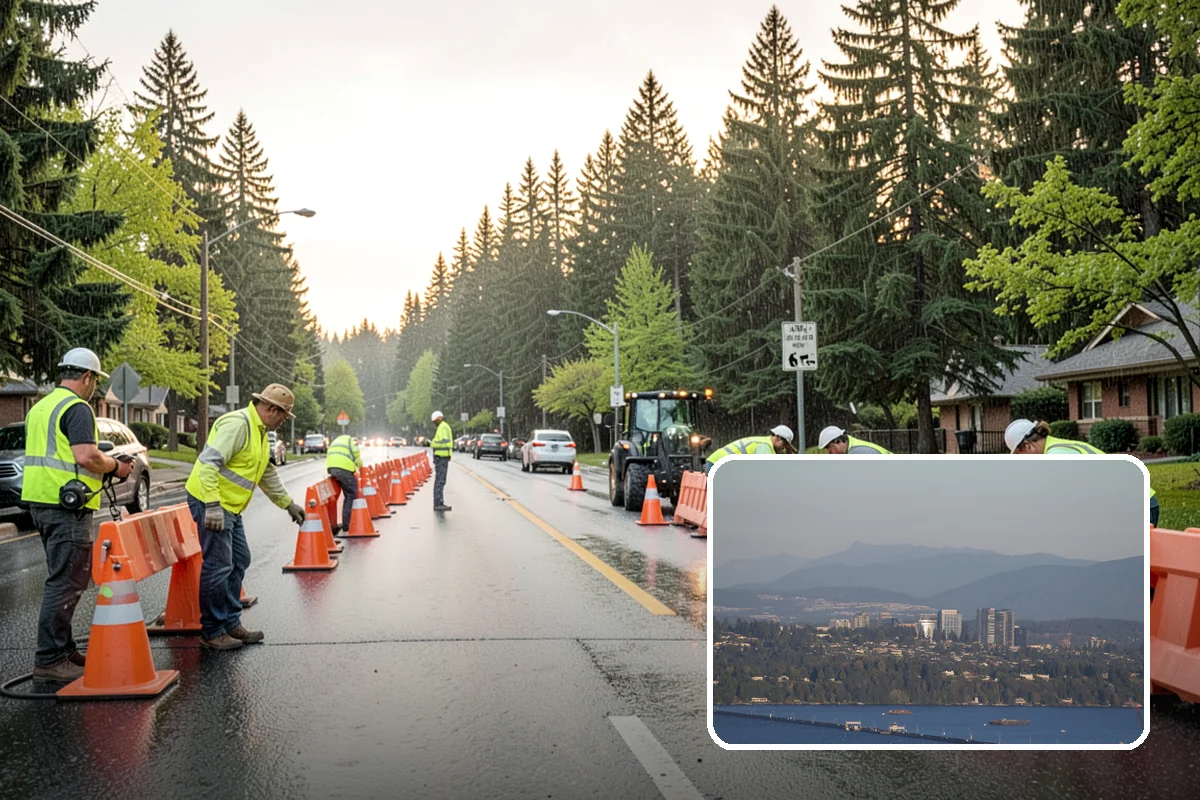 Pavement Legend Marking in Medina, King County, WA - Reinforces lane use and regulations at the pavement level